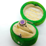 14ct Yellow Gold & Amethyst Set Floral Dress Ring Antique c1920 Art Deco