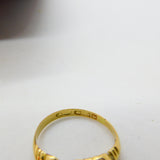 Victorian 18ct Yellow Gold, Sapphire & Diamond Boat Ring Birmingham c1890