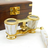 19th Century Mother of Pearl & Brass Naval Opera Glasses Antique c1890