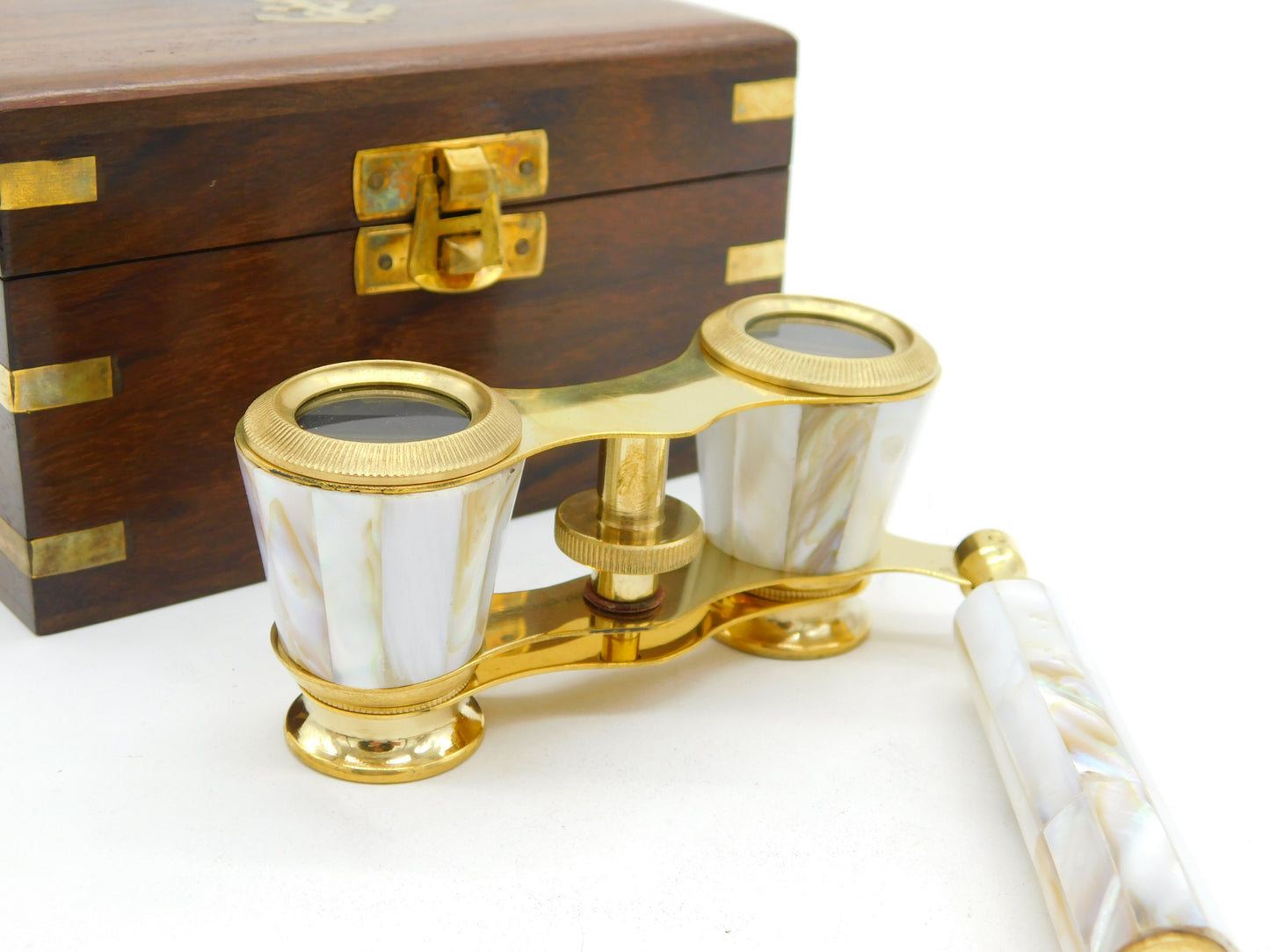 19th Century Mother of Pearl & Brass Naval Opera Glasses Antique c1890