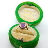 14ct Yellow Gold & Amethyst Set Floral Dress Ring Antique c1920 Art Deco
