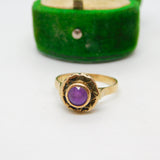 14ct Yellow Gold & Amethyst Set Floral Dress Ring Antique c1920 Art Deco