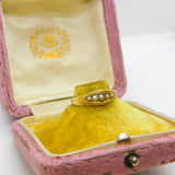 Victorian 18ct Yellow Gold Graduating Seed Pearl Boat Ring Antique c1860