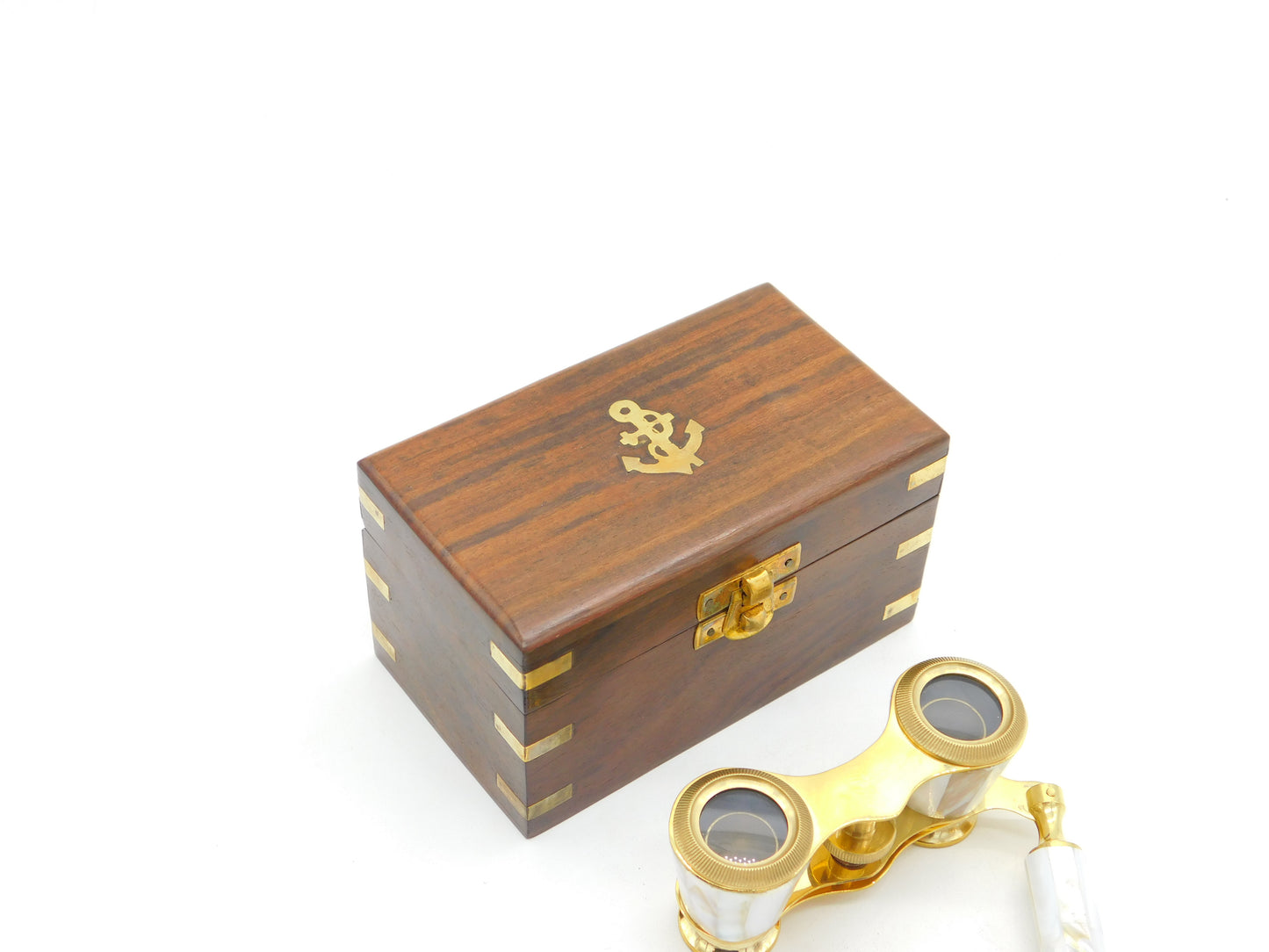 19th Century Mother of Pearl & Brass Naval Opera Glasses Antique c1890
