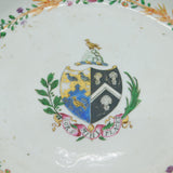 18th Century Painted Porcelain Armorial Dish 'Hudson Family' Antique c1770