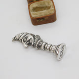 Victorian Sterling Silver Novelty Mr Punch Desk Seal Stamp Monogram c1890