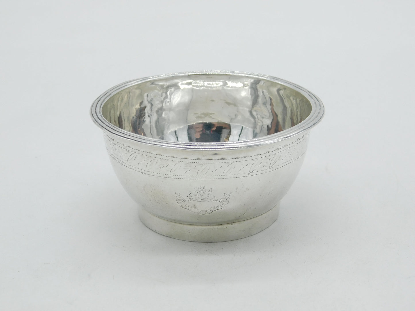 George III Sterling Silver Slack Family Crest Small Bowl Antique c1800