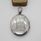 Large Victorian Sterling Silver Monogram Sweetheart Locket c1880 Antique