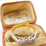 Victorian 18ct Yellow Gold Illusion Set Diamond Three-Stone Ring c1890 Antique