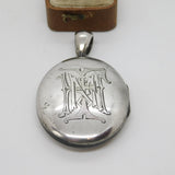 Large Victorian Sterling Silver Monogram Sweetheart Locket c1880 Antique