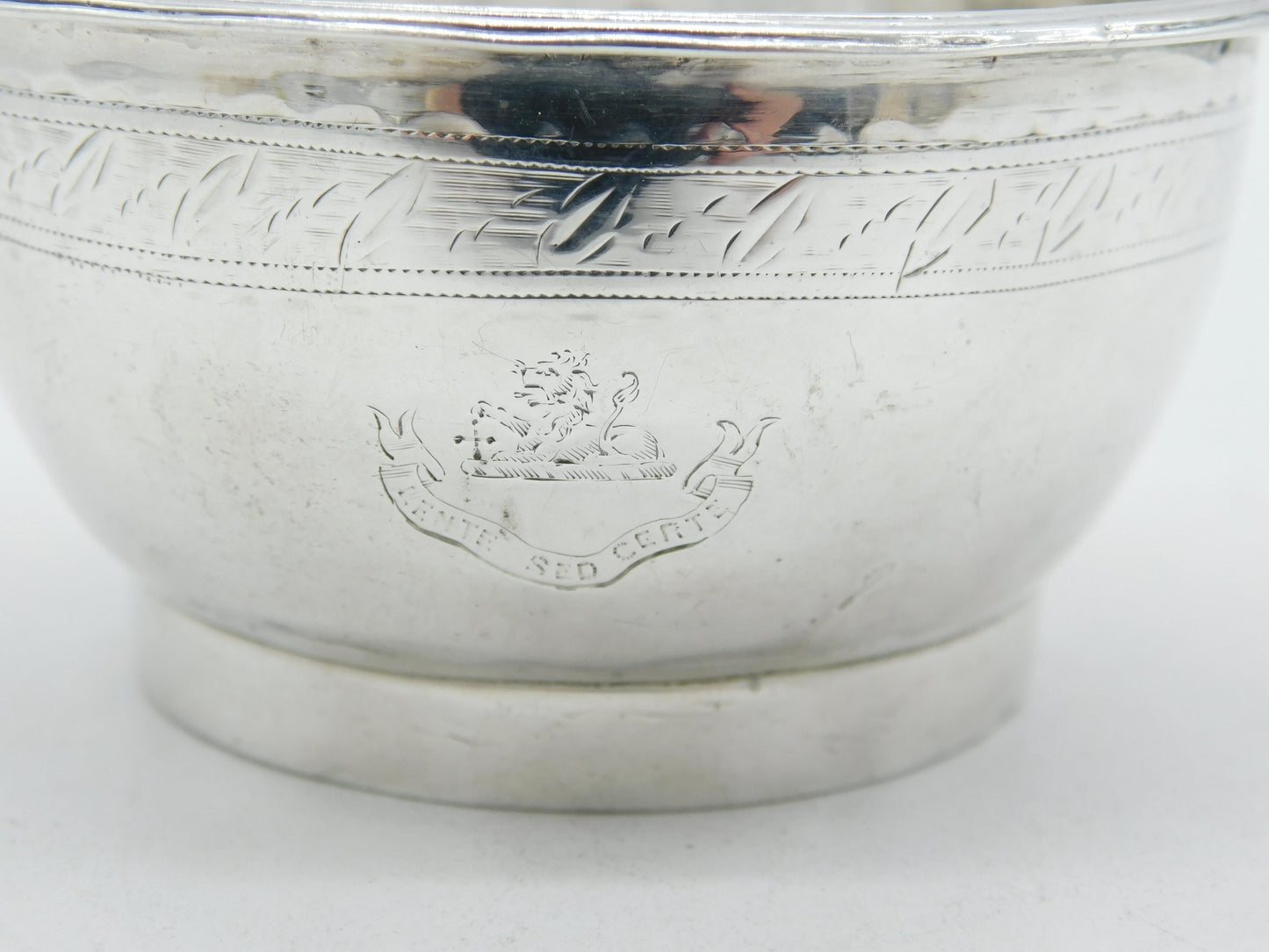 George III Sterling Silver Slack Family Crest Small Bowl Antique c1800