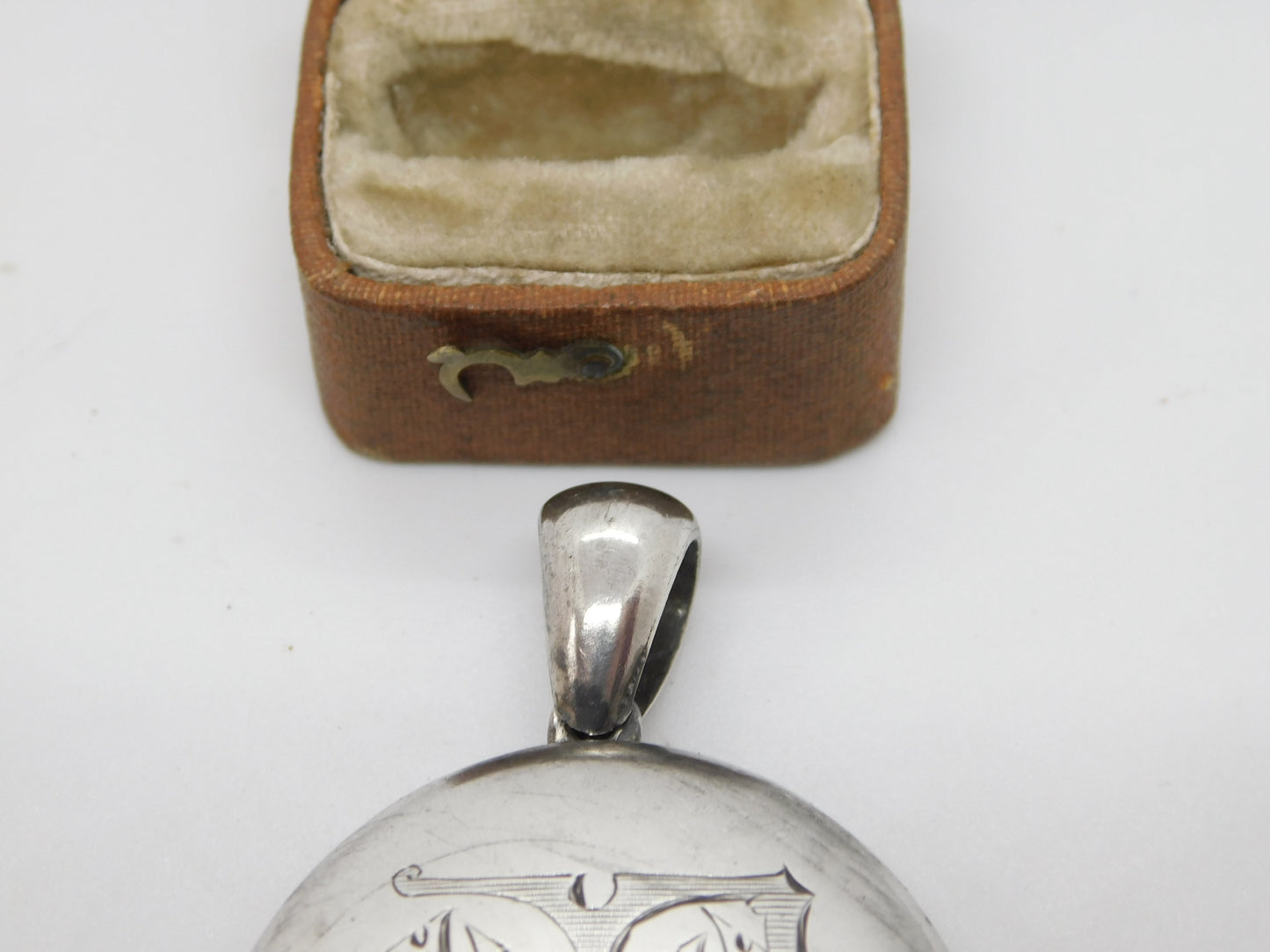 Large Victorian Sterling Silver Monogram Sweetheart Locket c1880 Antique