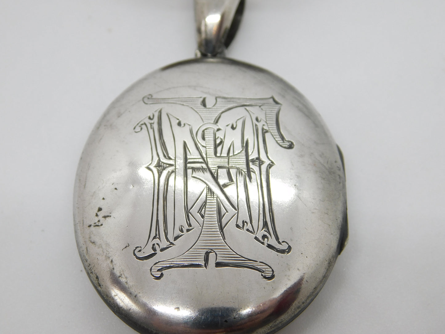 Large Victorian Sterling Silver Monogram Sweetheart Locket c1880 Antique