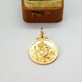 9ct Yellow Gold St Christopher Patron of Travel Pendant 1958 Birmingham Vintage