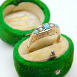 9ct Yellow Gold, Turquoise & Pearl Set Boat Ring Antique 1917 Chester Art Deco