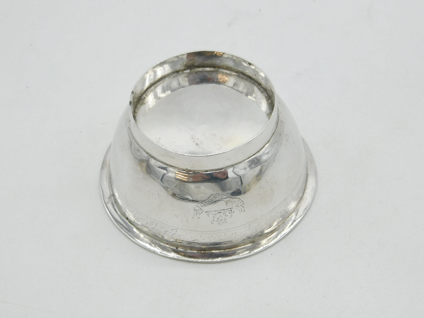 George III Sterling Silver Slack Family Crest Small Bowl Antique c1800