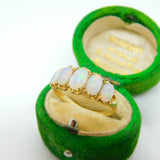 Victorian 18ct Yellow Gold Five Stone Cabochon Opal Ring Antique c1890