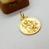 9ct Yellow Gold St Christopher Patron of Travel Pendant 1958 Birmingham Vintage