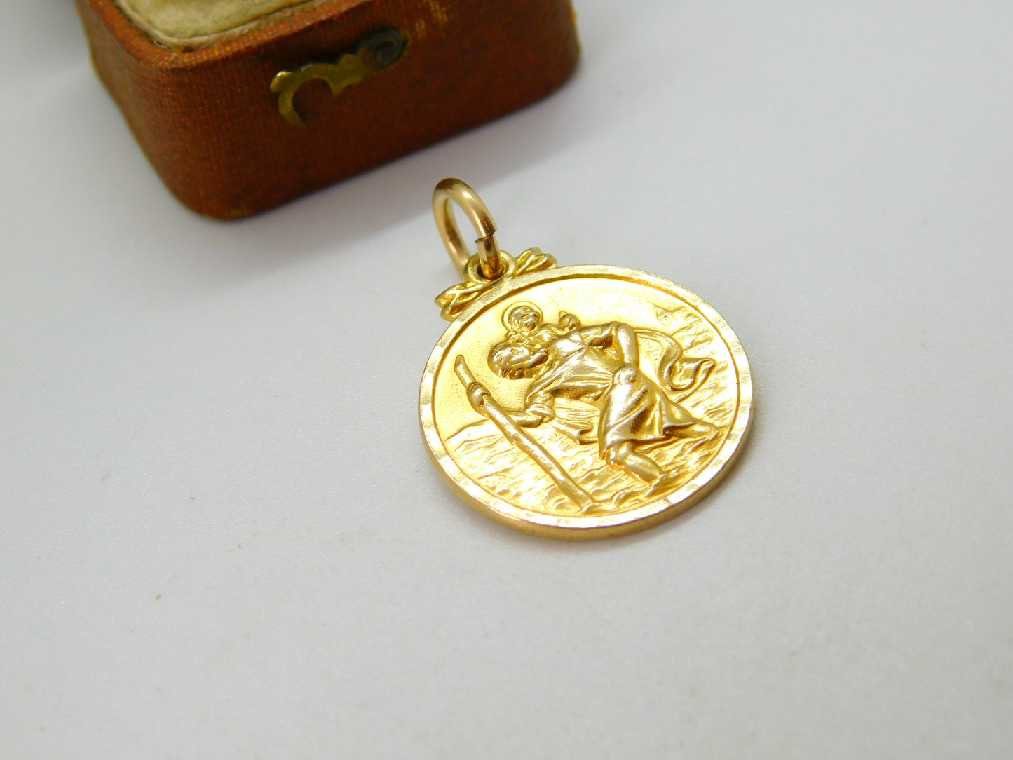 9ct Yellow Gold St Christopher Patron of Travel Pendant 1958 Birmingham Vintage