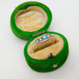 9ct Yellow Gold, Turquoise & Pearl Set Boat Ring Antique 1917 Chester Art Deco
