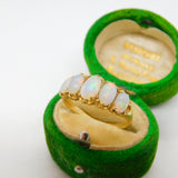 Victorian 18ct Yellow Gold Five Stone Cabochon Opal Ring Antique c1890