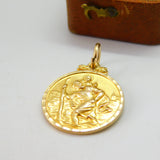 9ct Yellow Gold St Christopher Patron of Travel Pendant 1958 Birmingham Vintage