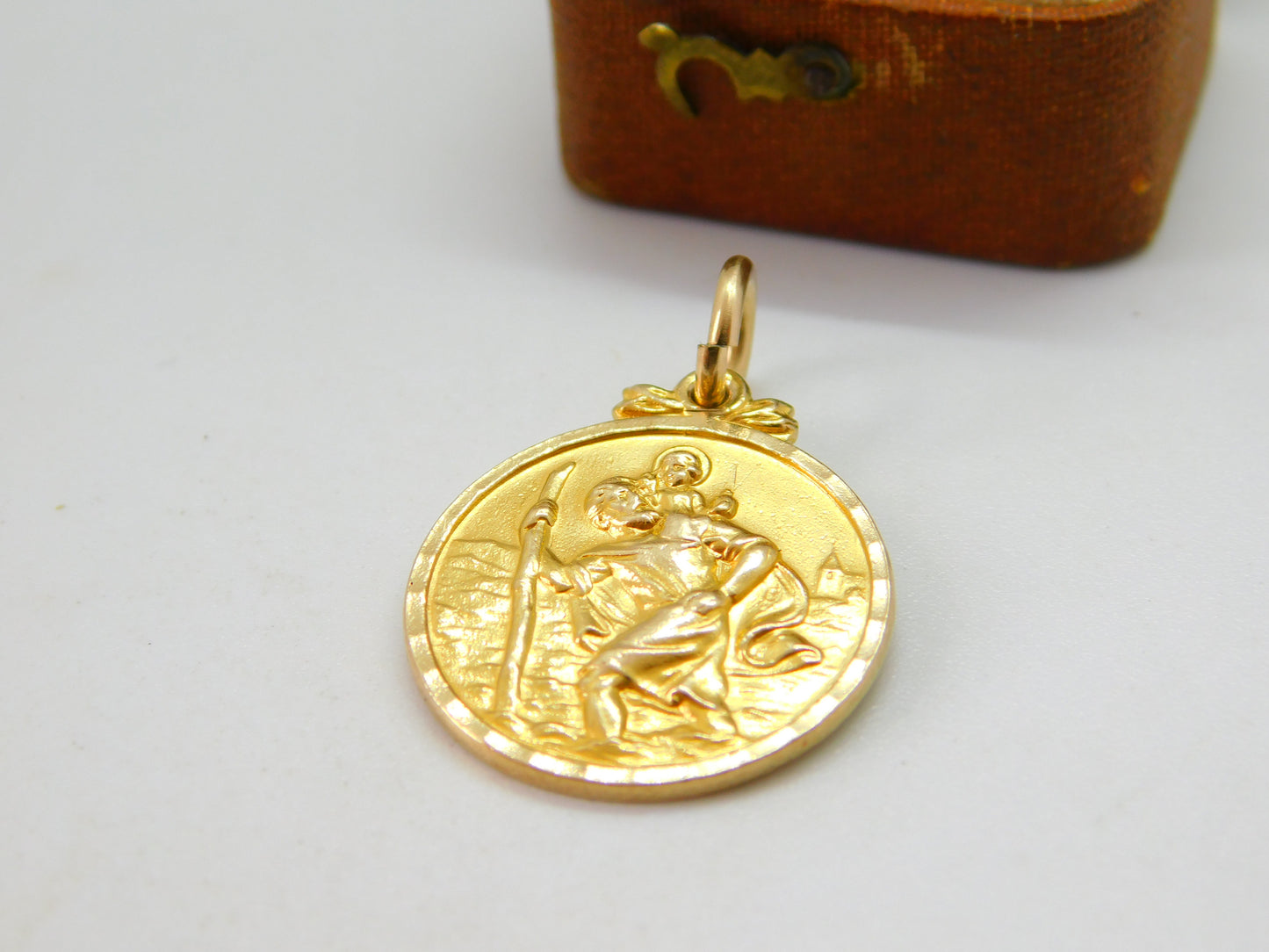 9ct Yellow Gold St Christopher Patron of Travel Pendant 1958 Birmingham Vintage