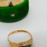 9ct Yellow Gold, Turquoise & Pearl Set Boat Ring Antique 1917 Chester Art Deco