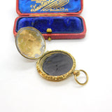 Victorian Pinchbeck Gold Floral Pattern Locket Fob Pendant Antique c1860