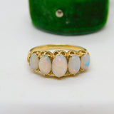 Victorian 18ct Yellow Gold Five Stone Cabochon Opal Ring Antique c1890
