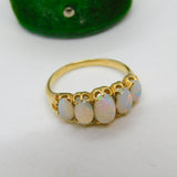 Victorian 18ct Yellow Gold Five Stone Cabochon Opal Ring Antique c1890