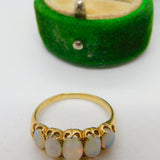 Victorian 18ct Yellow Gold Five Stone Cabochon Opal Ring Antique c1890