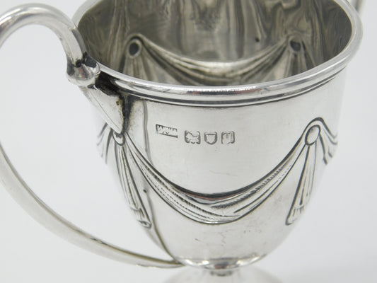 Art Nouveau Sterling Silver Bow Pattern Trophy Cup 1911 Mappin & Webb London