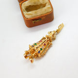 Large 9ct Gold, Ruby, Diamond, Sapphire & Emerald Set Articulated Clown Pendant