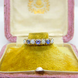 9ct Yellow Gold, Amethyst & Opal Half Eternity Ring Vintage 1978 London