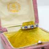 9ct Yellow Gold, Amethyst & Opal Half Eternity Ring Vintage 1978 London