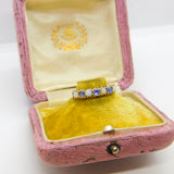 9ct Yellow Gold, Amethyst & Opal Half Eternity Ring Vintage 1978 London