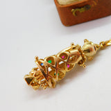 Large 9ct Gold, Ruby, Diamond, Sapphire & Emerald Set Articulated Clown Pendant