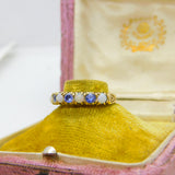 9ct Yellow Gold, Amethyst & Opal Half Eternity Ring Vintage 1978 London