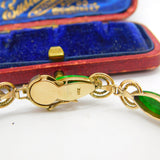 14ct Yellow Gold & Green Jade Set Rope Form Panel Bracelet Antique c1940