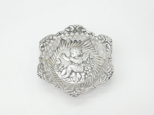 Victorian Sterling Silver Pierced Classical Cherub Treat Dish 1896 Birmingham