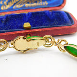 14ct Yellow Gold & Green Jade Set Rope Form Panel Bracelet Antique c1940