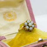 9ct Yellow Gold Natural Opal Floral Cluster Ring 1968 London Vintage