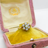 9ct Yellow Gold Natural Opal Floral Cluster Ring 1968 London Vintage