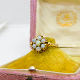9ct Yellow Gold Natural Opal Floral Cluster Ring 1968 London Vintage