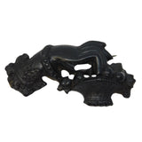 Victorian Carved Jet Hand Holding Flowers Mourning Brooch Antique c1860