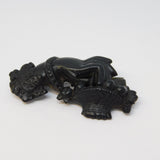 Victorian Carved Jet Hand Holding Flowers Mourning Brooch Antique c1860