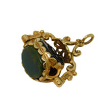 9ct Yellow Gold, Carnelian, Bloodstone & Agate Spinner Fob Vintage c1970