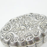 19th Century French Sterling Silver Decorated Floral Snuff Box Antique c1860