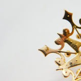 Edwardian 9ct Yellow Gold Seed Pearl Set Starburst Drop Pendant c1910 Antique